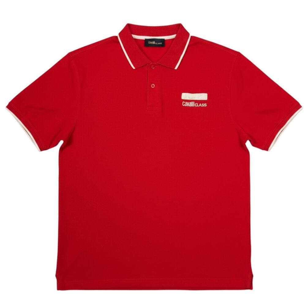 Cavalli Class Men's XL Red Embroidered Logo Polo Shirt Casual Preppy Luxury